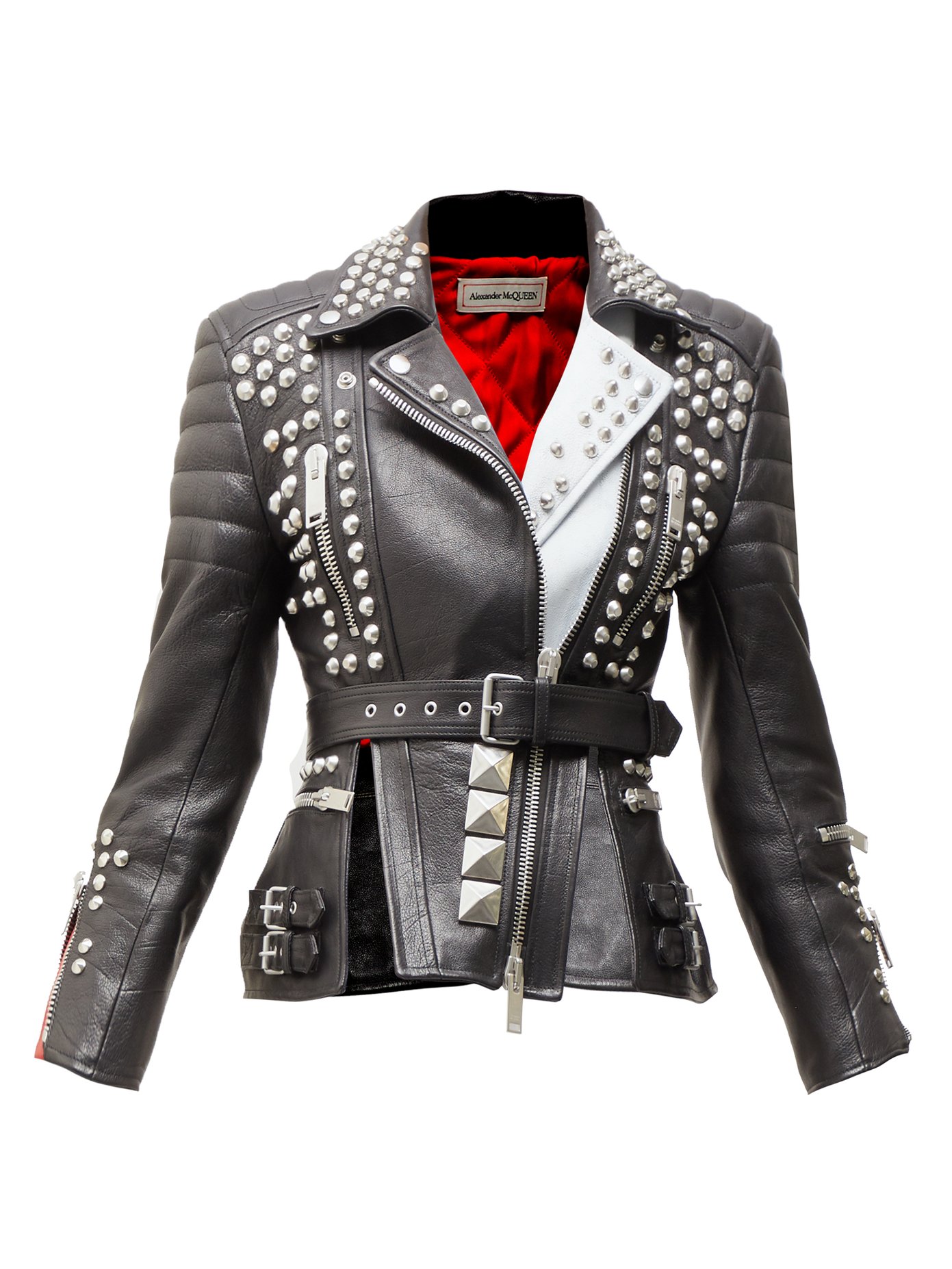 Studded leather biker jacket 