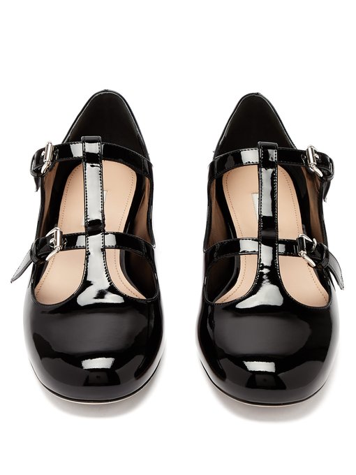 Double-buckle patent-leather flats 