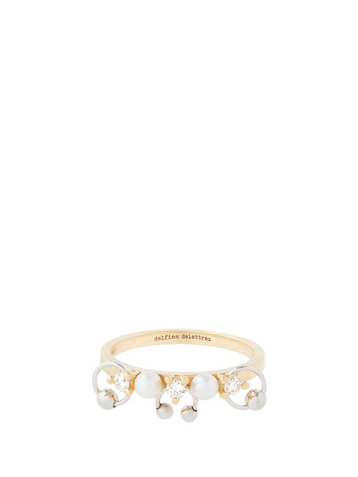 Two In One Diamond Pearl 18kt Gold Ring Delfina Delettrez Matchesfashion Us