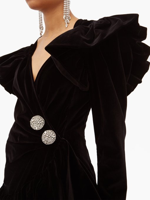 attico velvet wrap dress