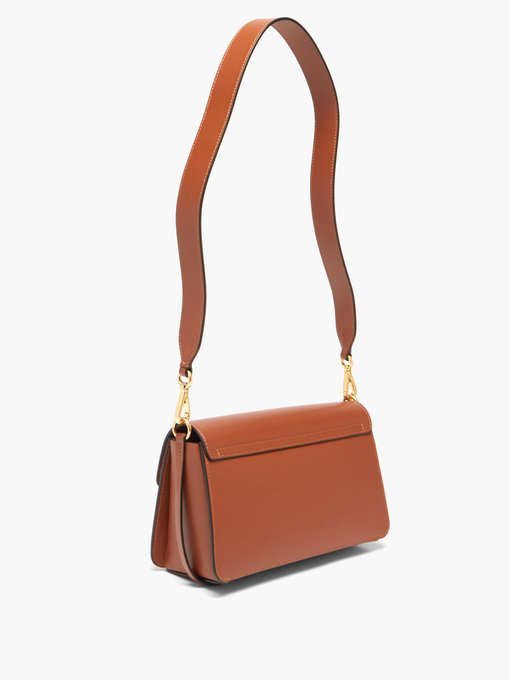 tan leather over the shoulder bag