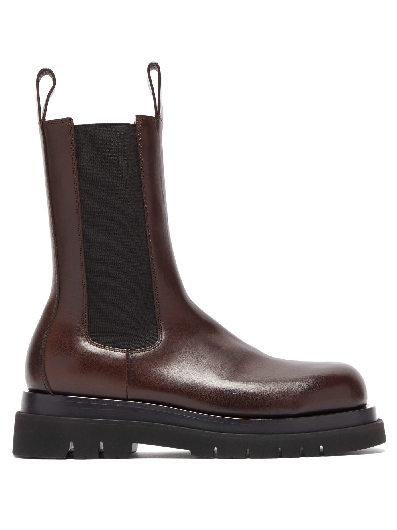 Exaggerated-sole leather mid-calf boots 