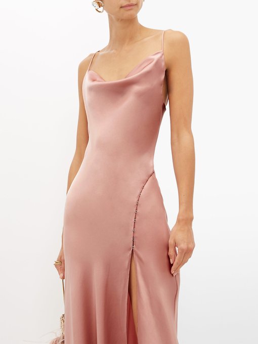 pink cowl neck slip dress
