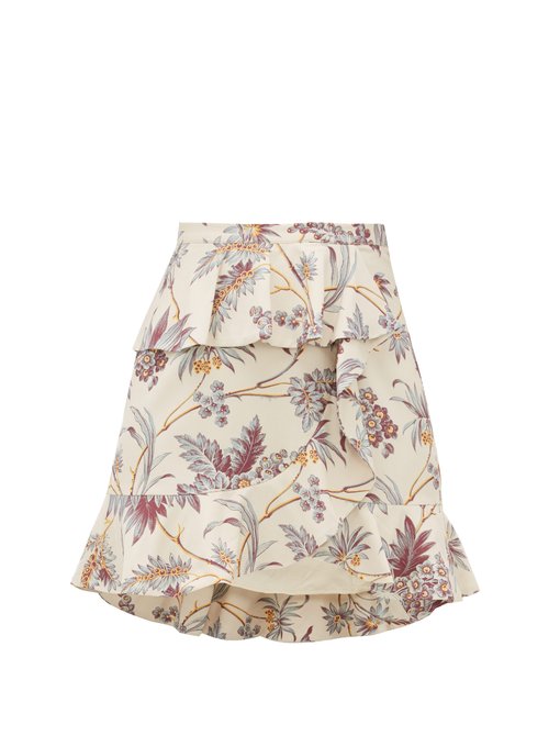 Avery floral-print ruffle silk mini skirt | Sir | MATCHESFASHION UK