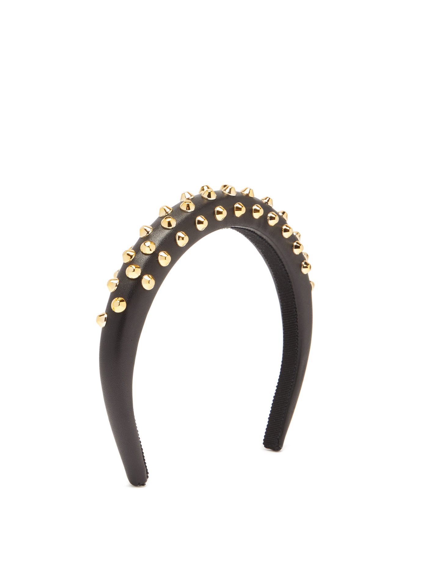 Studded leather headband | Prada 