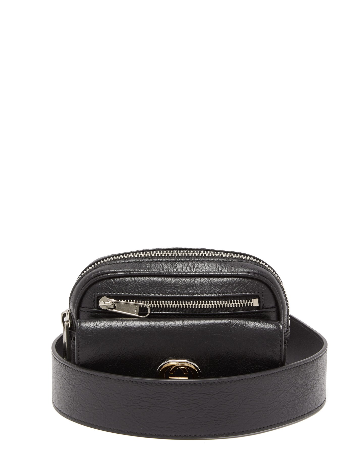 gucci black leather belt bag