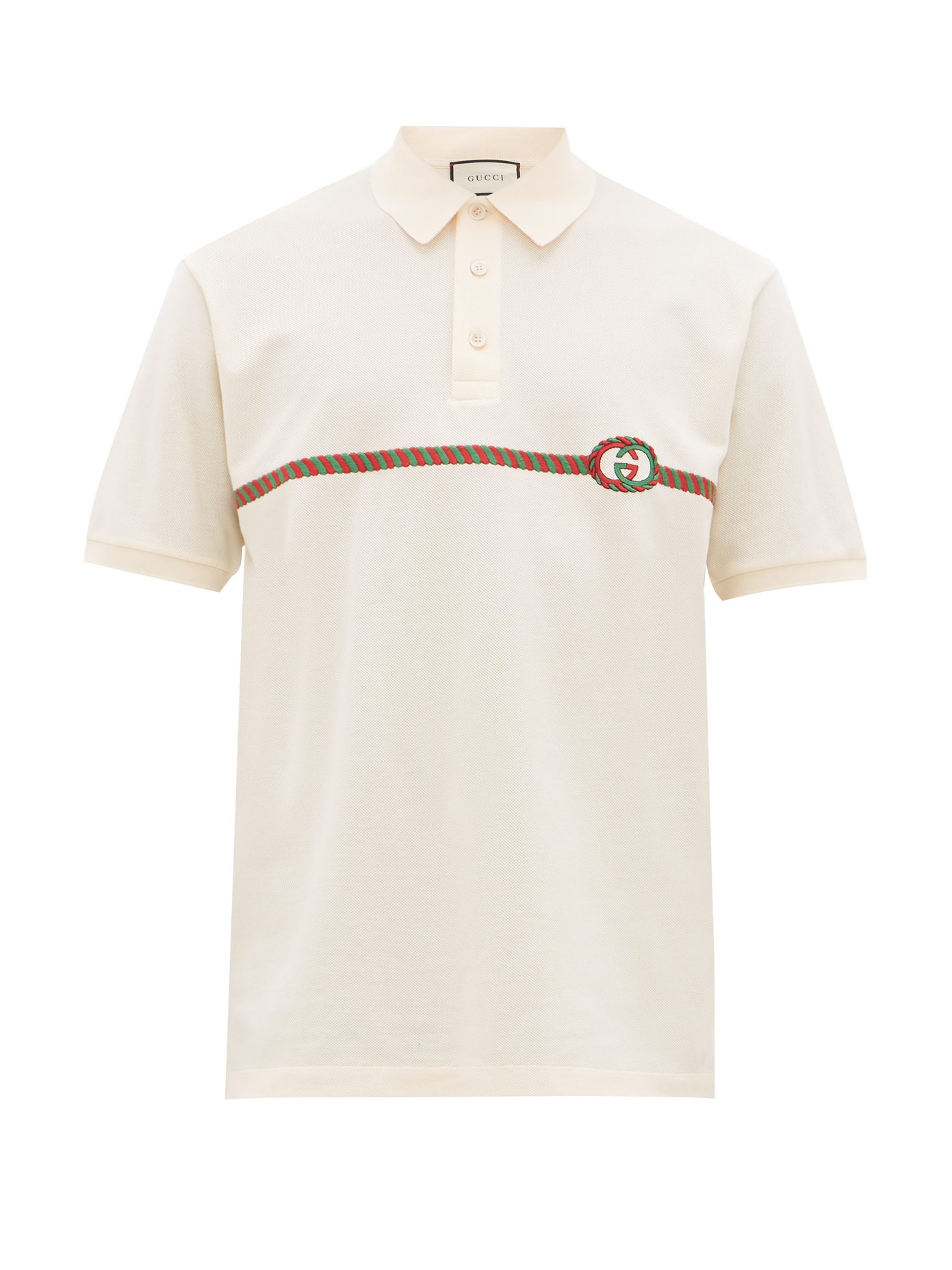 GG embroidered cotton-stretch polo 