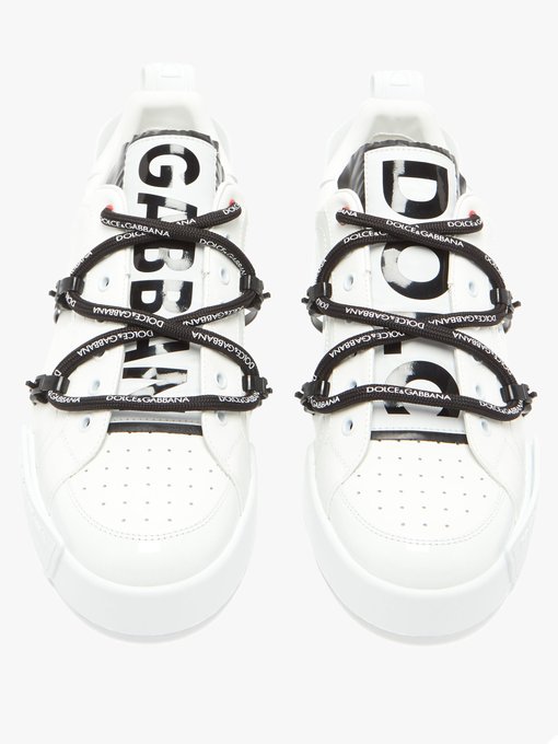 Logo-print rubberised-leather trainers 