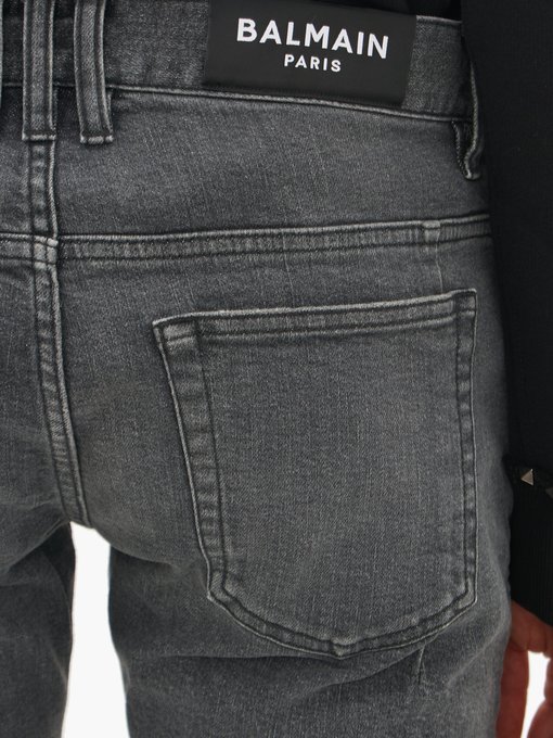 balmain grey biker jeans
