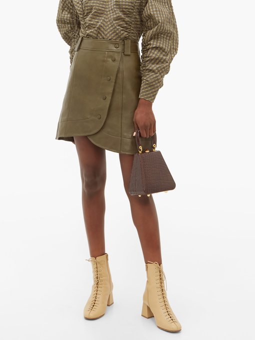 ganni leather wrap skirt