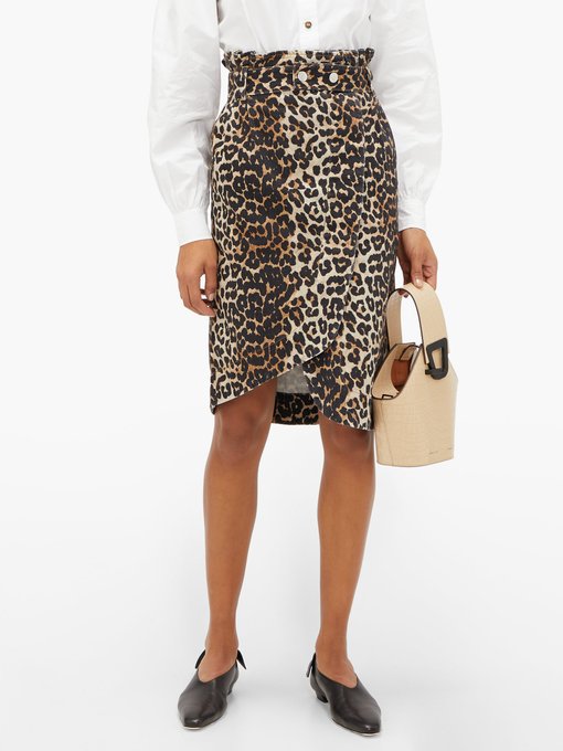 cheetah print denim skirt