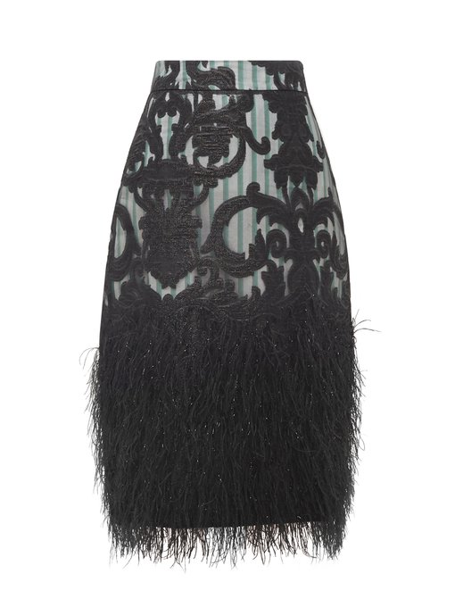 Striped feather pencil skirt | Ganni | MATCHESFASHION US