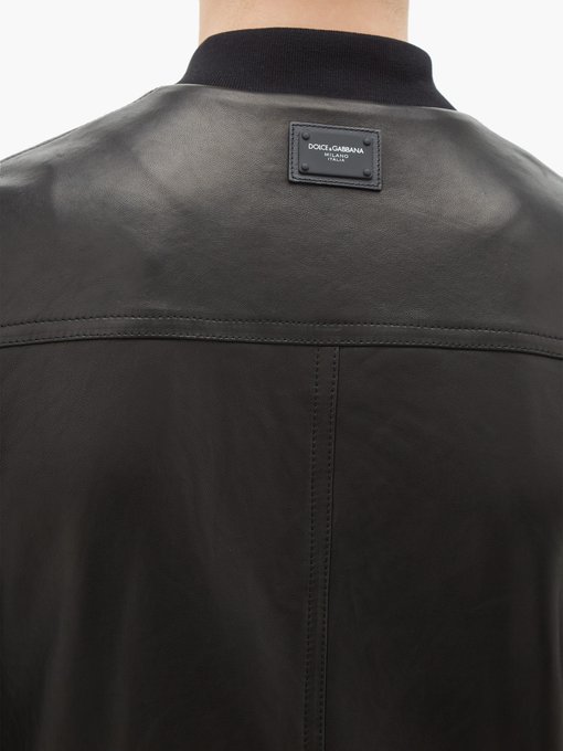 dolce and gabbana leather bomber jacket