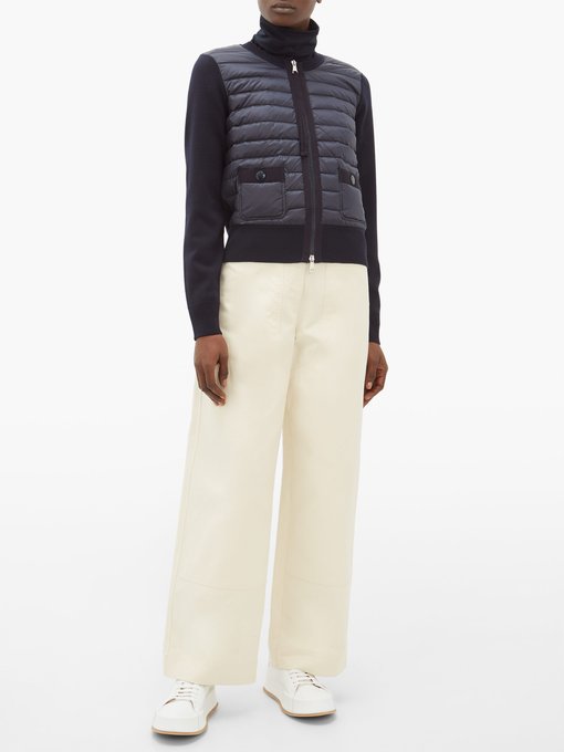 moncler quilted down and knit cardigan