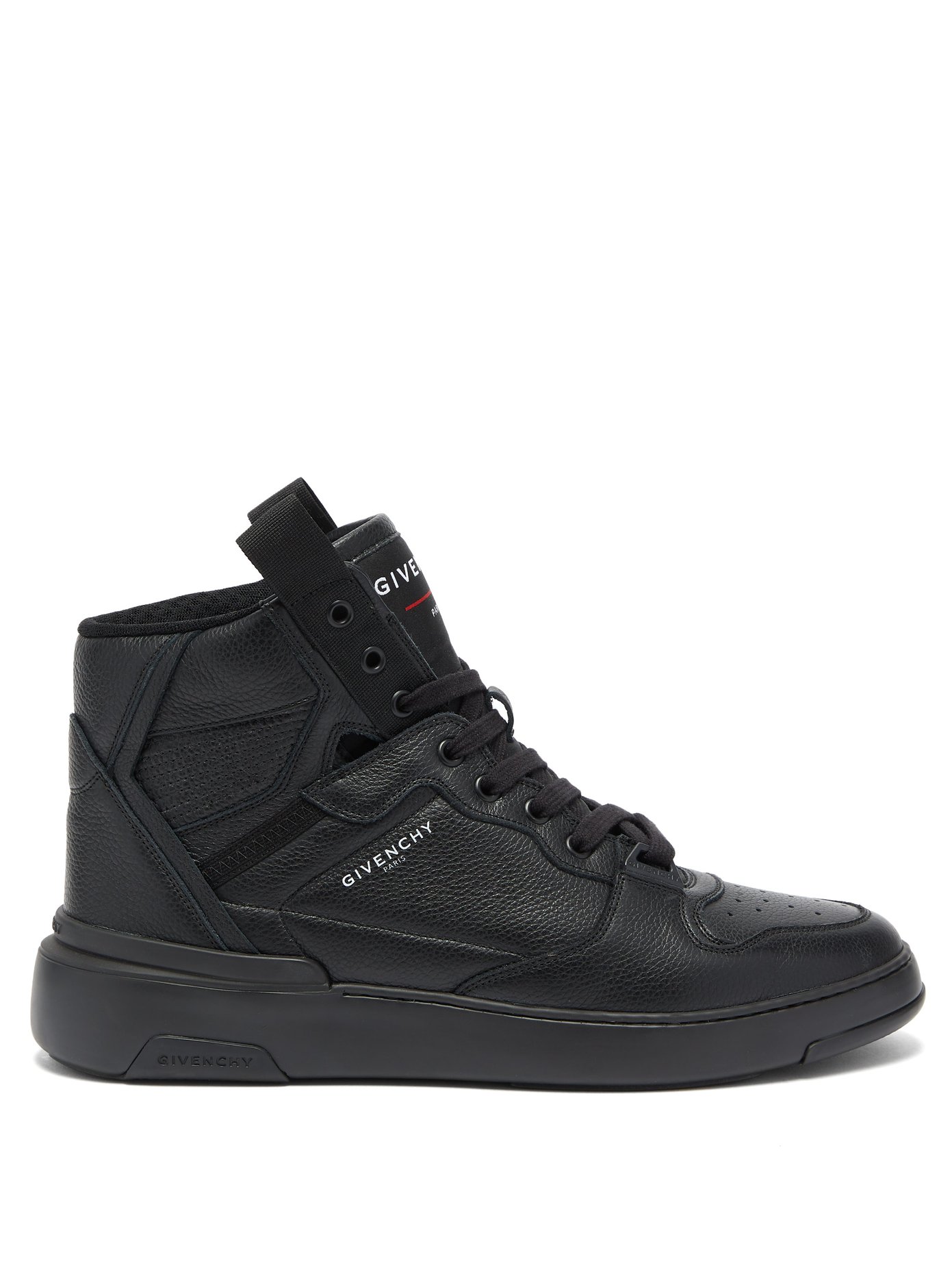 Grained-leather high-top trainers 
