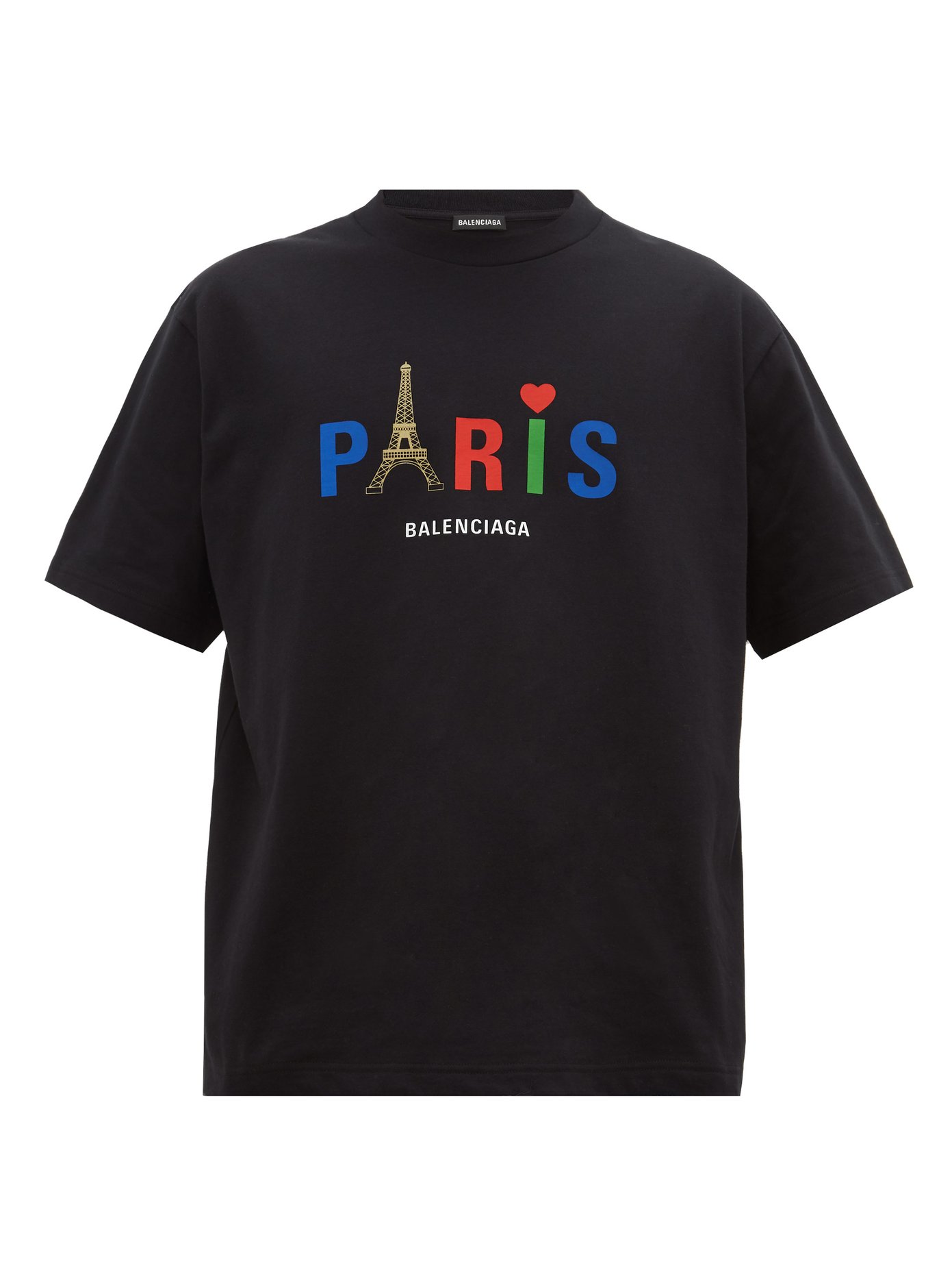 Balenciaga Paris Logo Embroidery Cotton T-shirt In 1000 Black | ModeSens