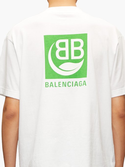 Balenciaga バレンシアガ グリーンロゴ コットンtシャツ Matchesfashion マッチズファッション