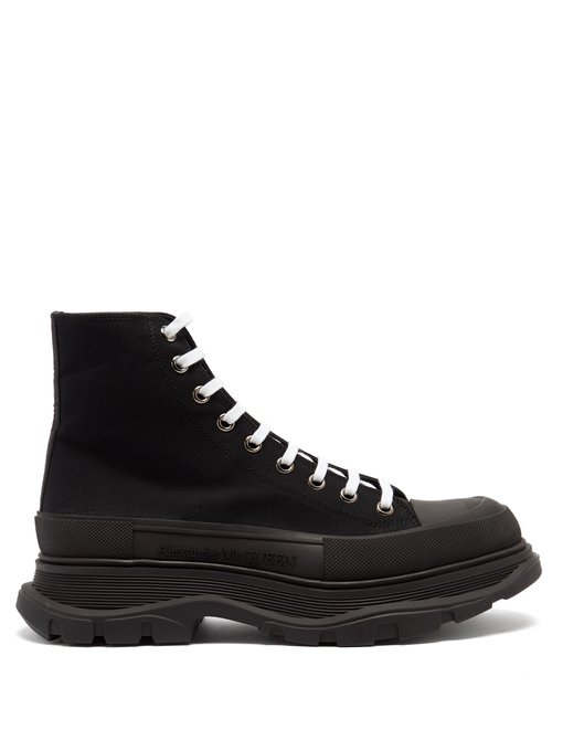 Tread Slick high-top canvas and leather trainers | Alexander 
