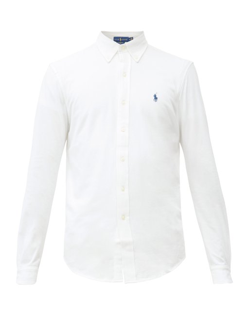 Logo-embroidered cotton-piqué shirt 