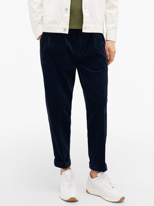 Wide Leg Pleated Cotton Blend Corduroy Trousers Polo Ralph Lauren Matchesfashion Kr