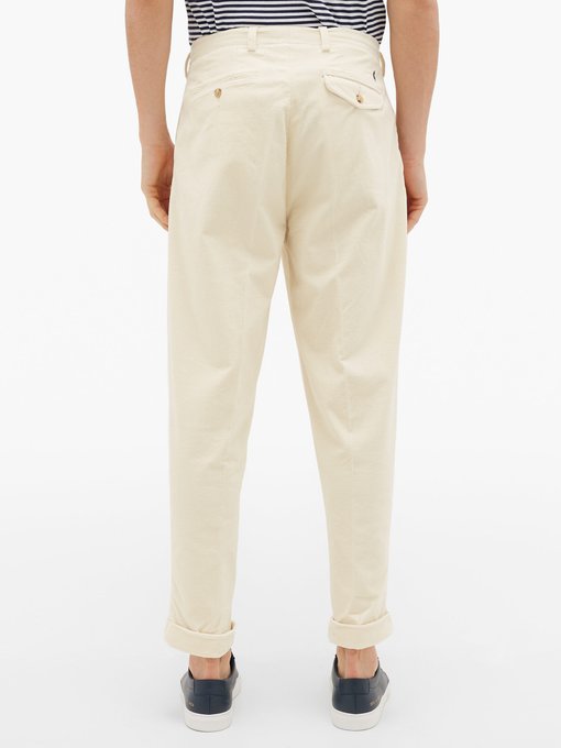Pleated cotton-blend corduroy trousers 