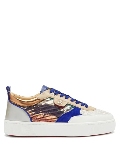 Happy Rui sequinned leather and suede trainers | Christian Louboutin ...