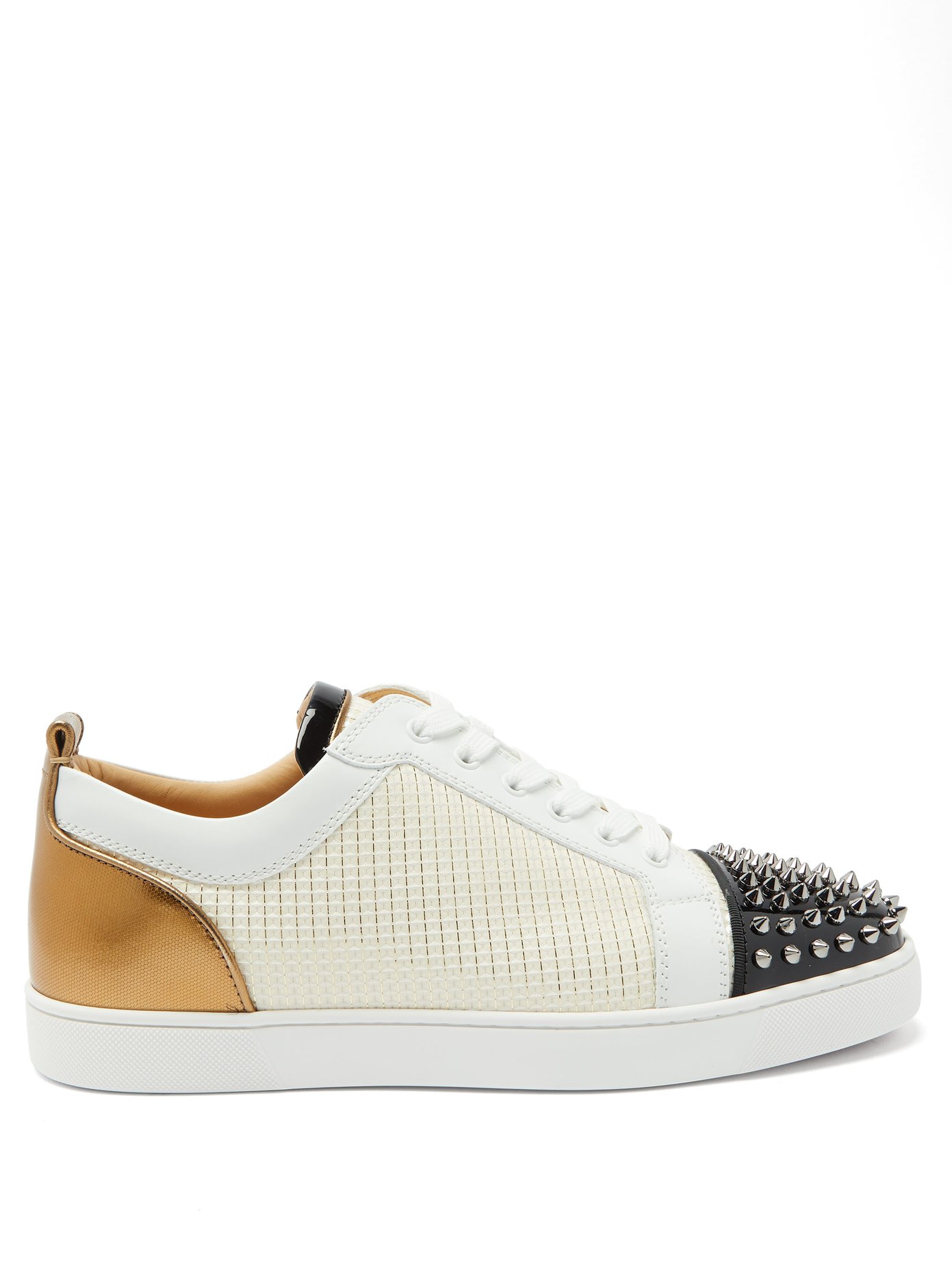 white louboutin trainers spikes