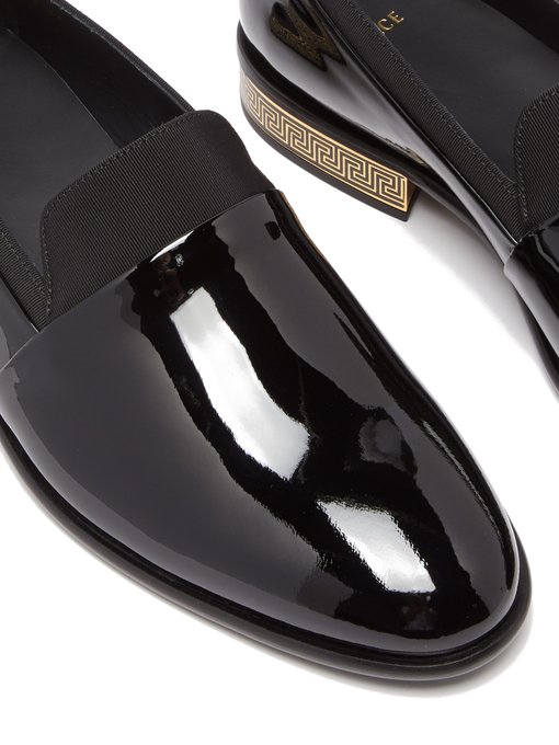 Patent-leather and faille loafers 