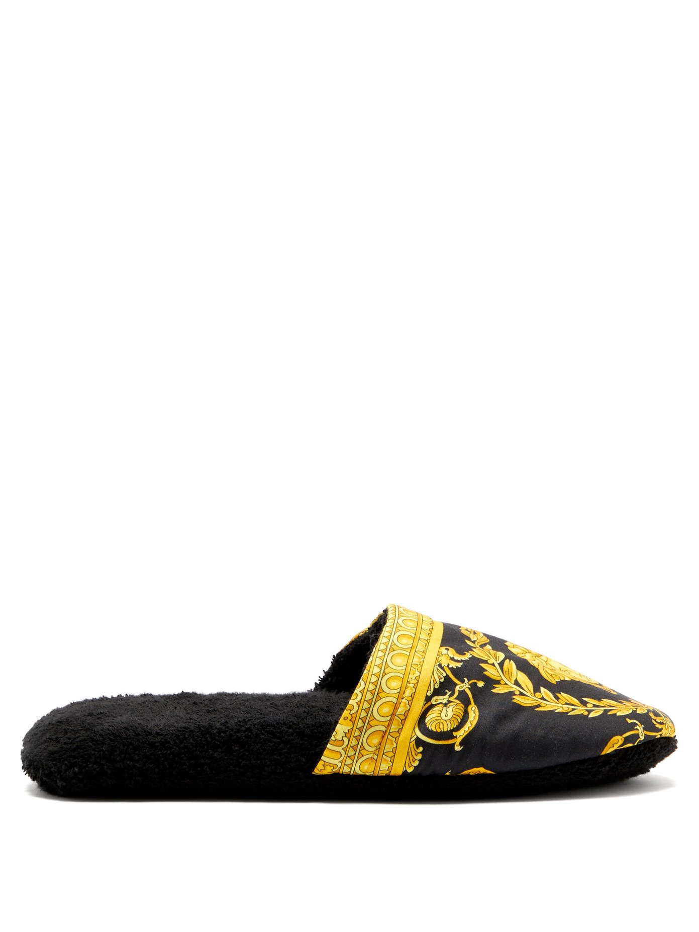 Baroque-print cotton-terry slippers 