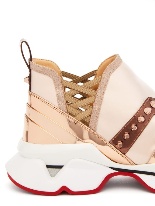 rose gold louboutin trainers