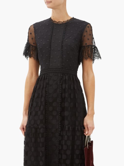 black lace polka dot dress