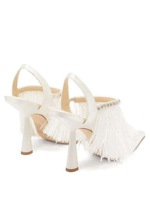 jimmy choo white feather shoes