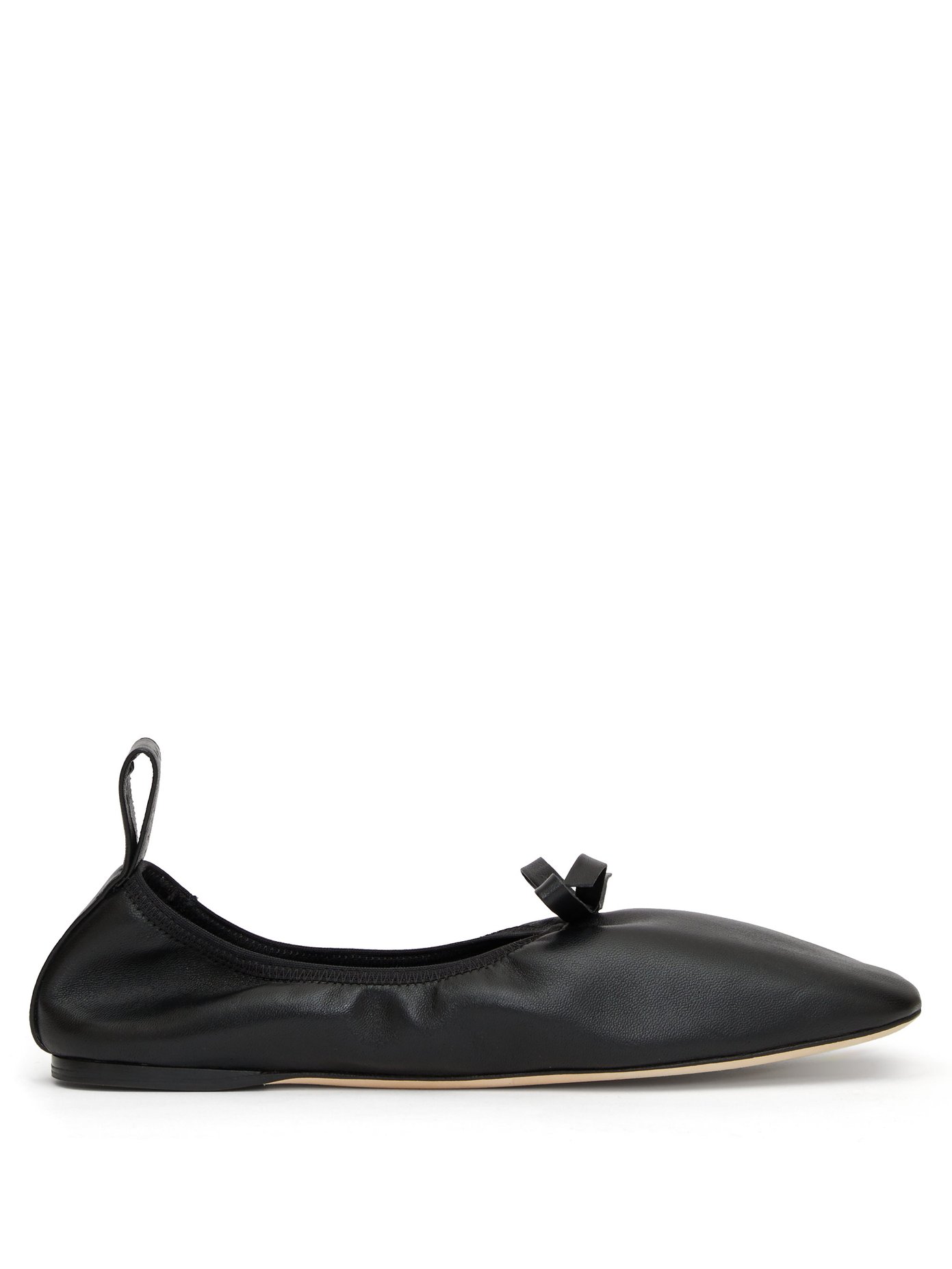 Square-toe elasticated leather ballet 