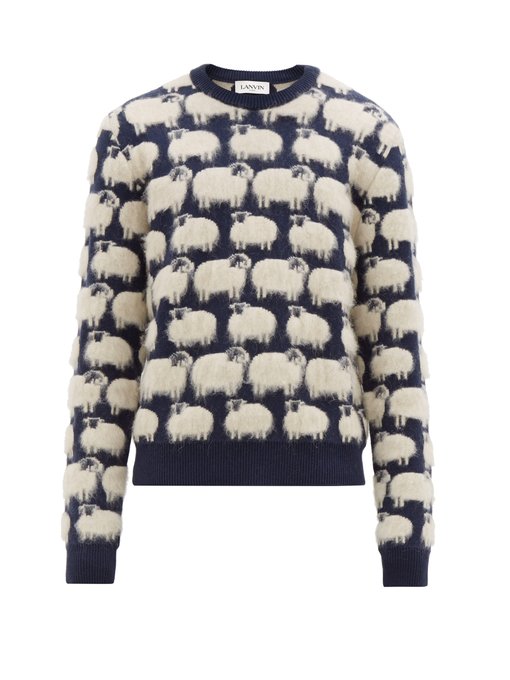 Sheep-jacquard crew-neck sweater 