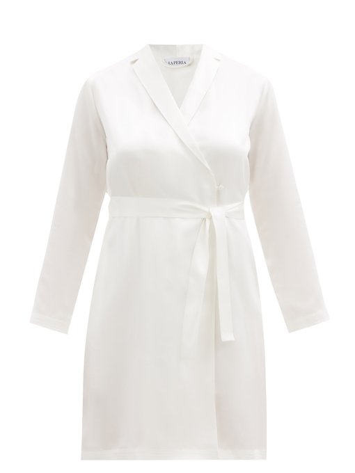 long white satin robe