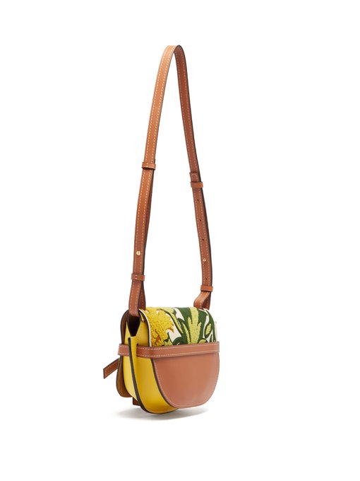 Loewe Gate floral-embroidered leather cross-body bag