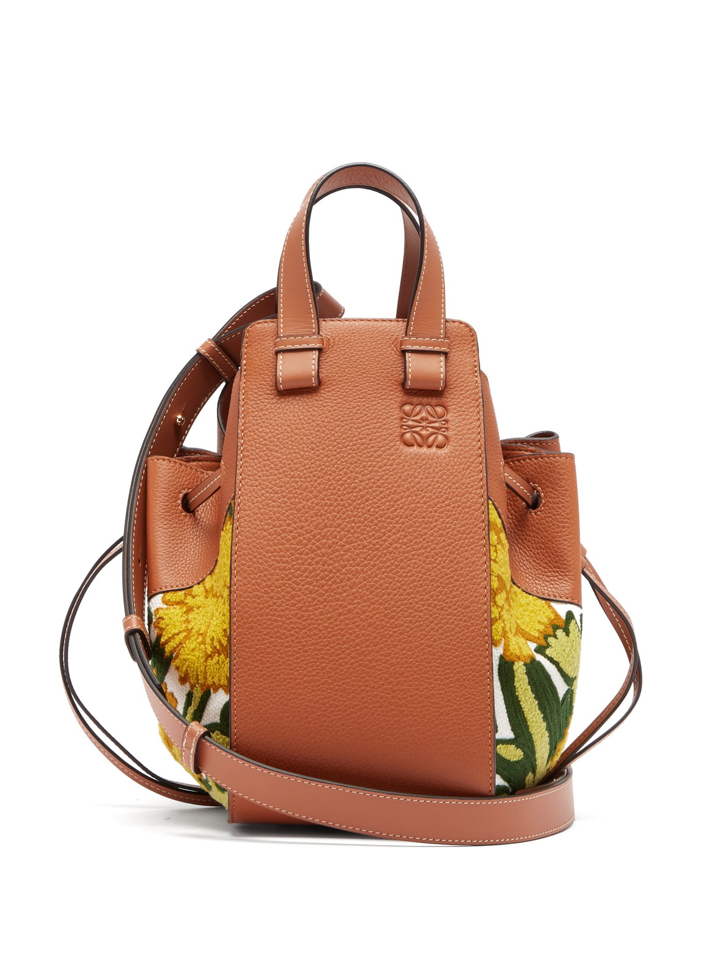 LOEWE Hammock small floral-embroidered leather bag