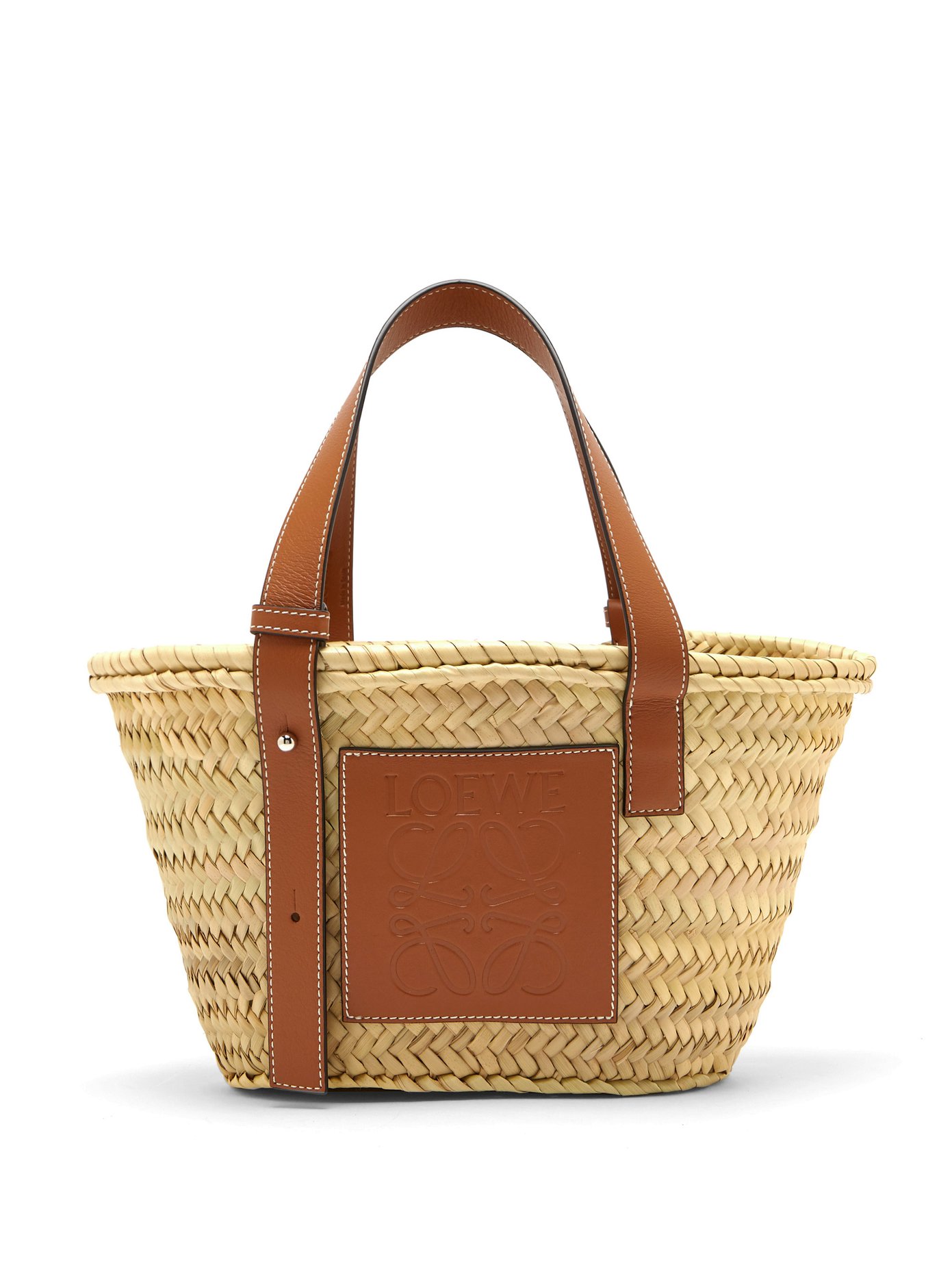loewe small raffia basket bag