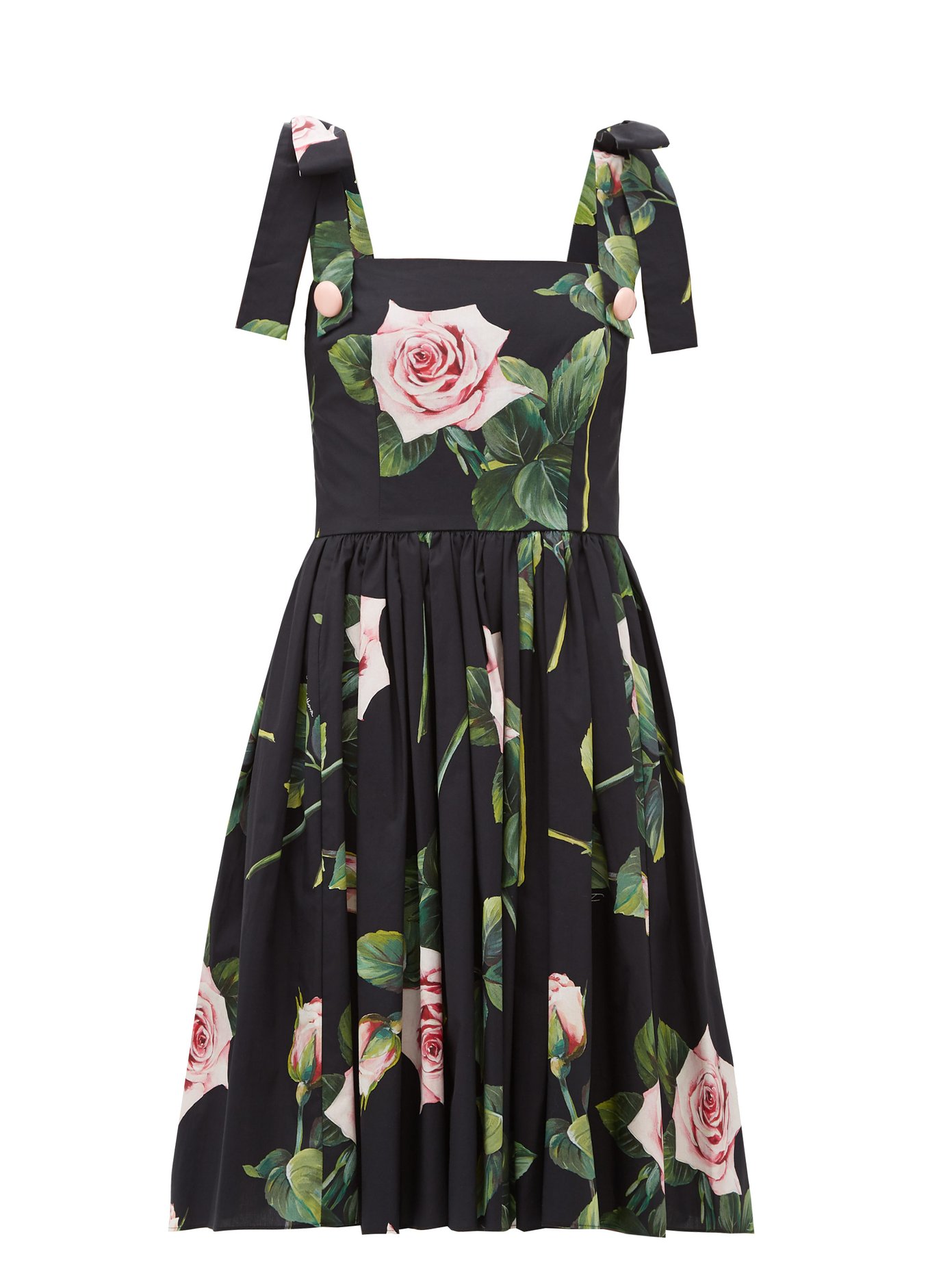 Tropical Rose-print cotton-poplin dress 
