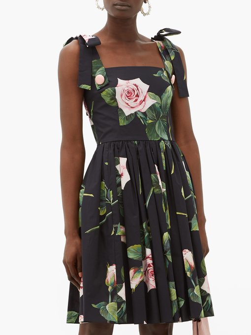 Tropical Rose-print cotton-poplin dress 