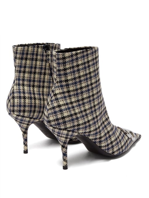 Logo-embellished checked ankle boots 