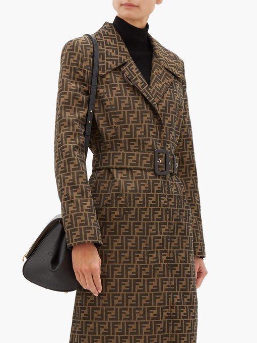 FF-jacquard belted canvas trench coat 