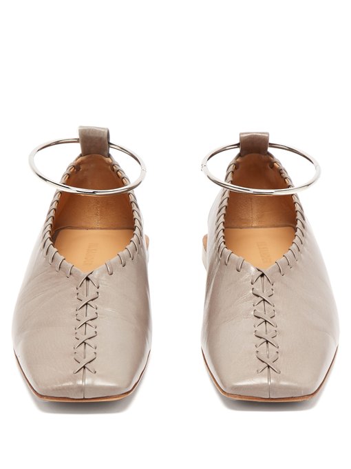 jil sander whipstitched leather ballet flats