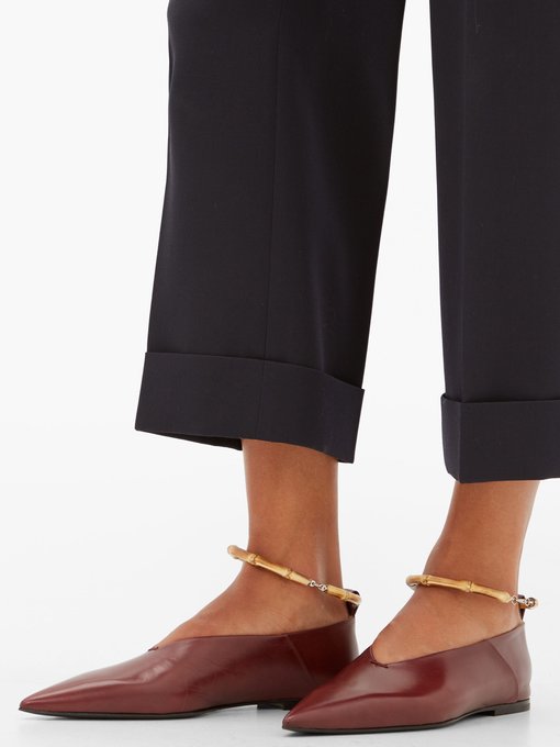 Bamboo-anklet leather flats | Jil 