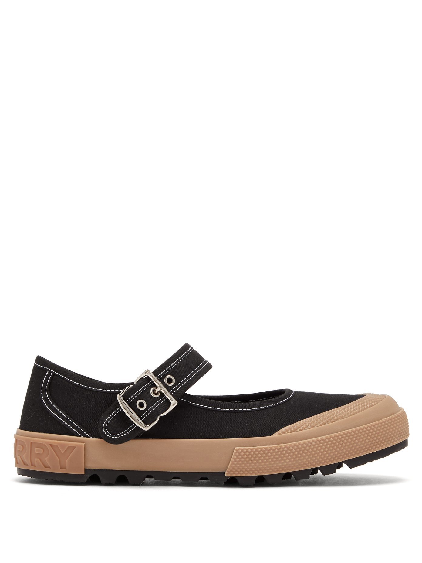 Burberry Canvas Mary-jane Flats In 
