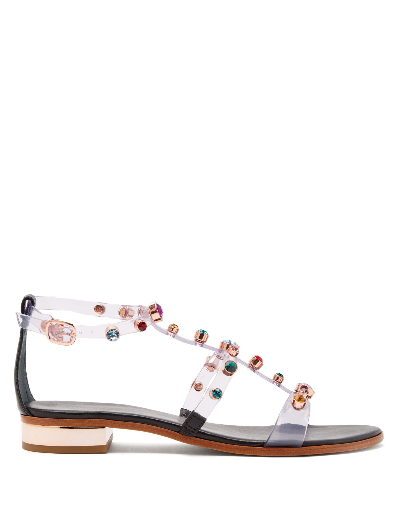 Dina crystal-studded leather sandals 