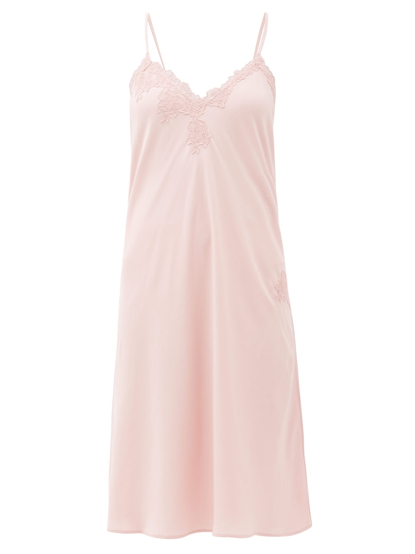 La Perla Bella Floral Lace-trimmed Poplin Night Dress In Light Pink ...
