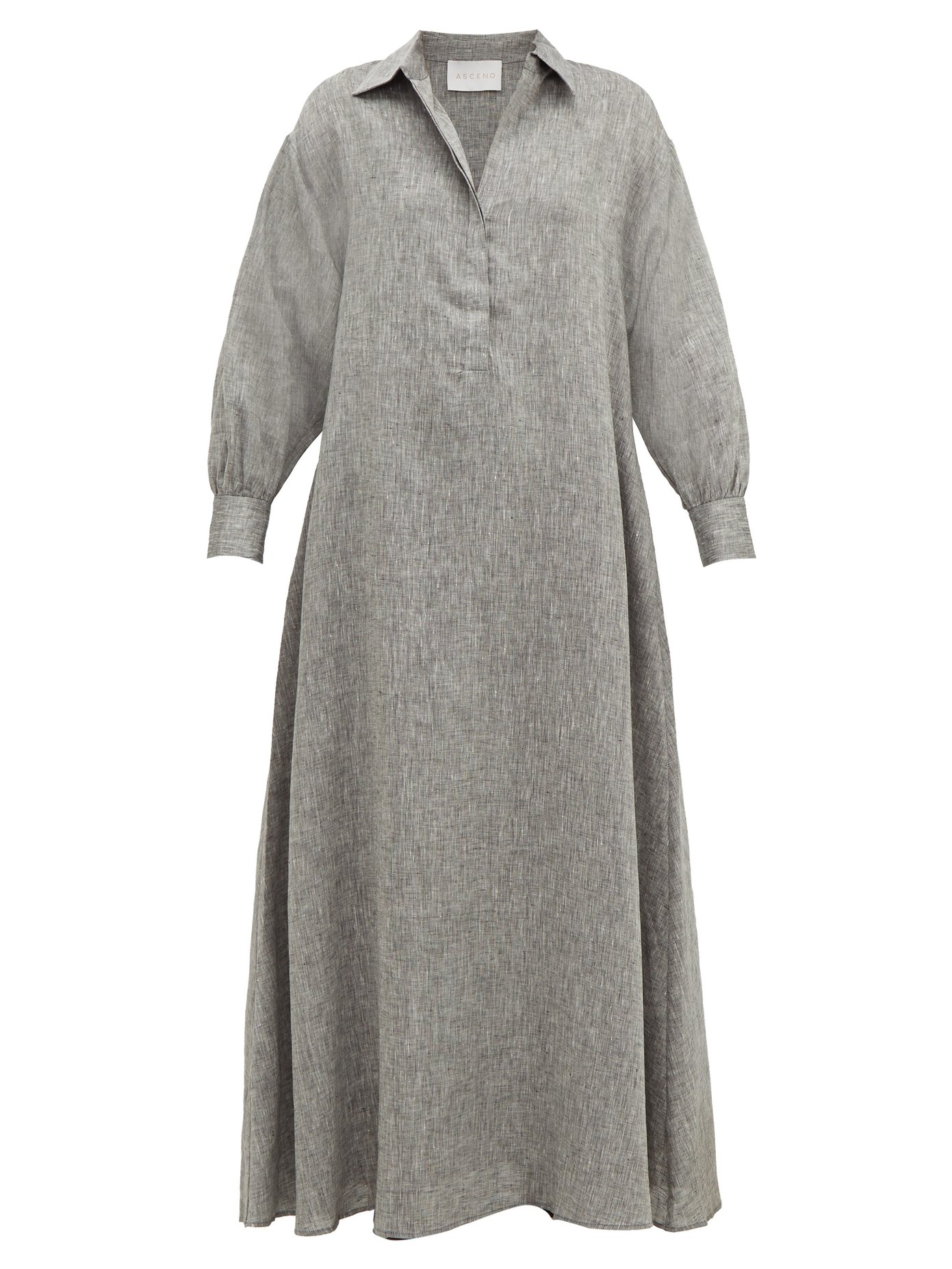 grey linen maxi dress