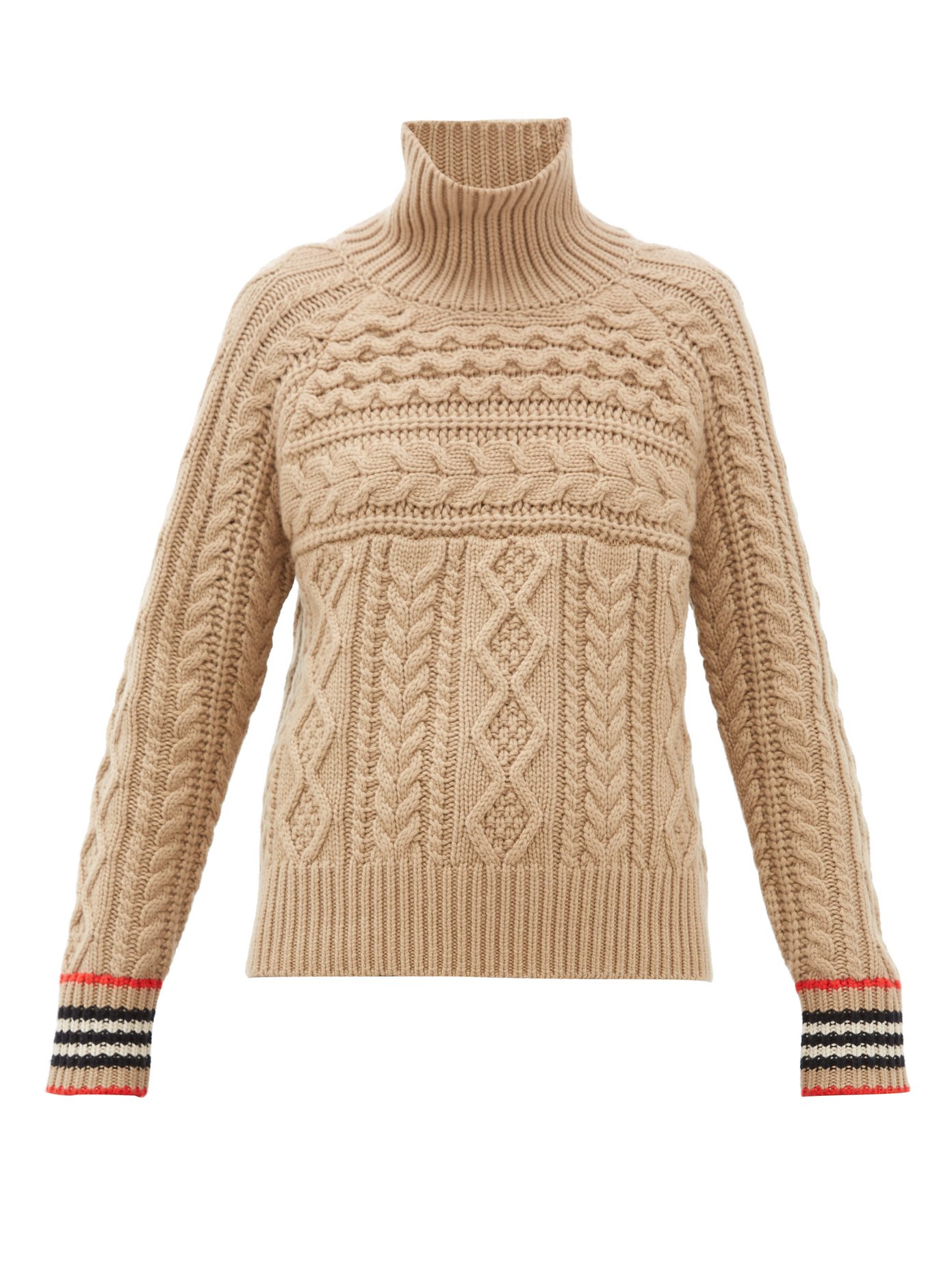 High-neck cable-knit cashmere sweater 