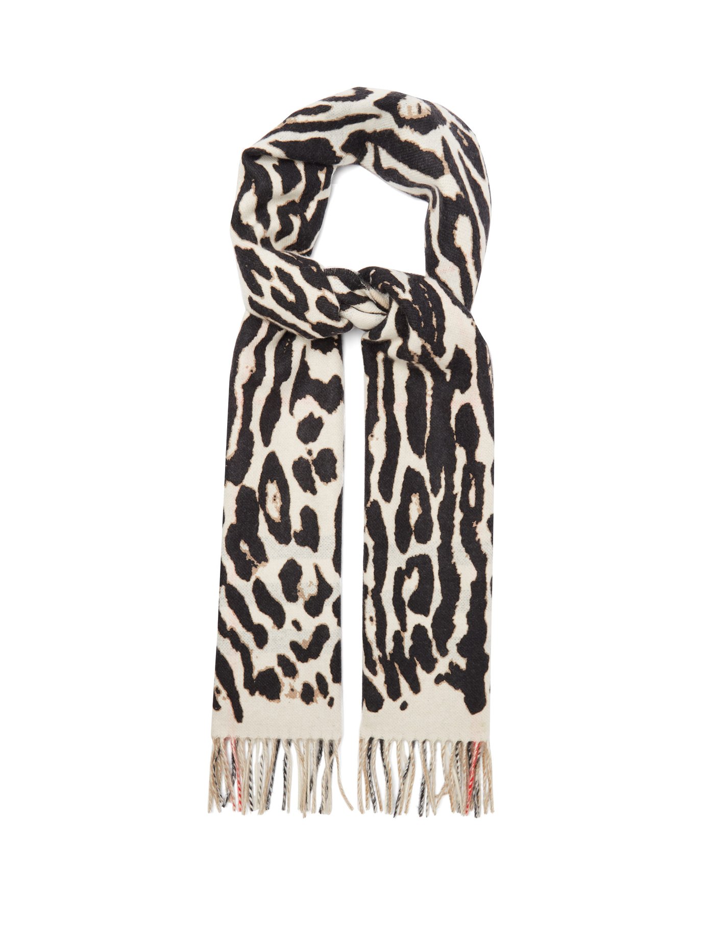 Leopard and Icon check cashmere scarf 